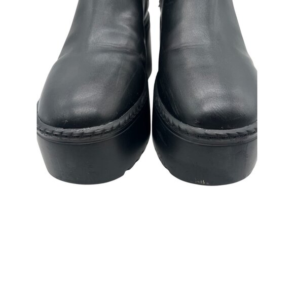 Womens Platform Wedge Ankle Boots 9.5 M Black Nine West Henrita3 Slip On Chunky - Picture 6 of 16